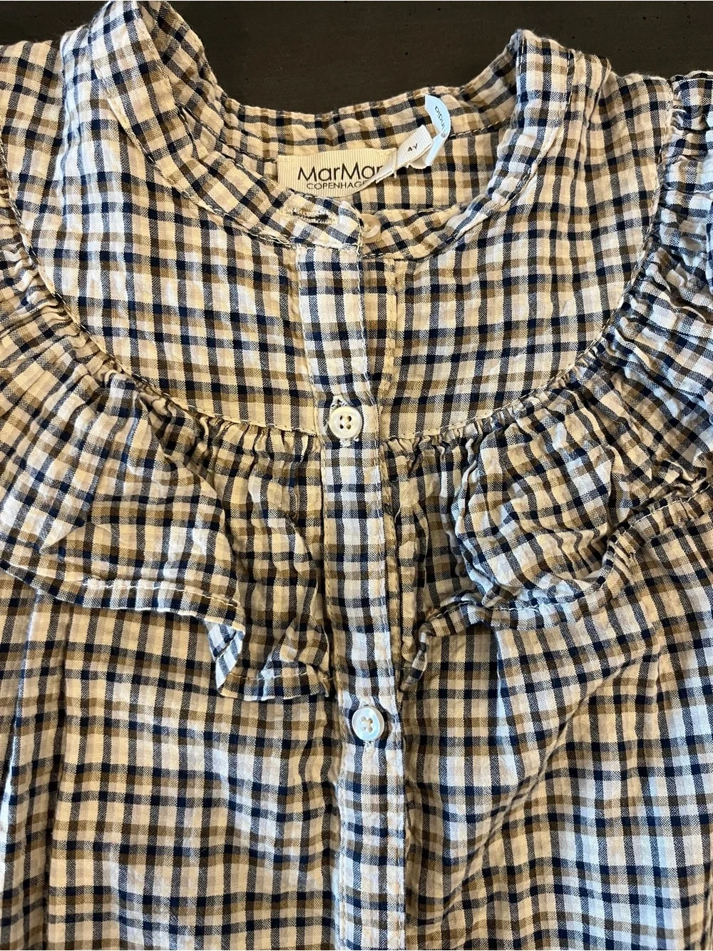 Marmar Girls Plaid Button-Front Dress with Ruffle Trim - Picture 3 of 8